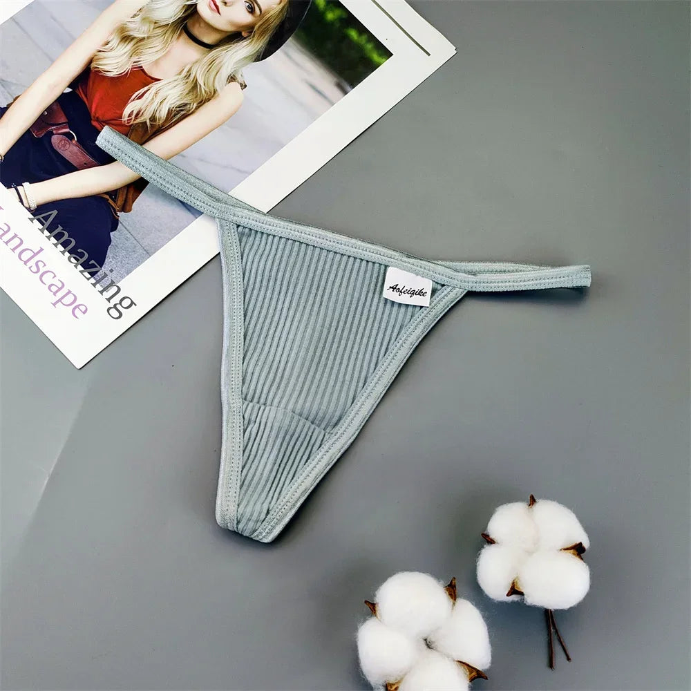3PCS Strappy Cotton T Back Women Plus Size Thongs Sexy Lingerie S M L XL Ladies G-strings Low Waist Bikini Brief Underwear