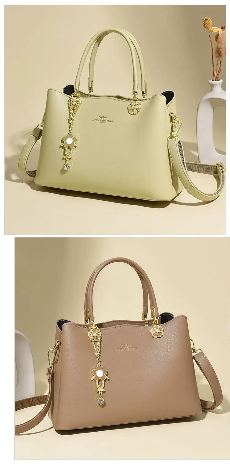 Unique Solid Color Retro Diaper Bag Luxury Crossbody Handbag For Women Chic Leather Shoulder Tote Purse