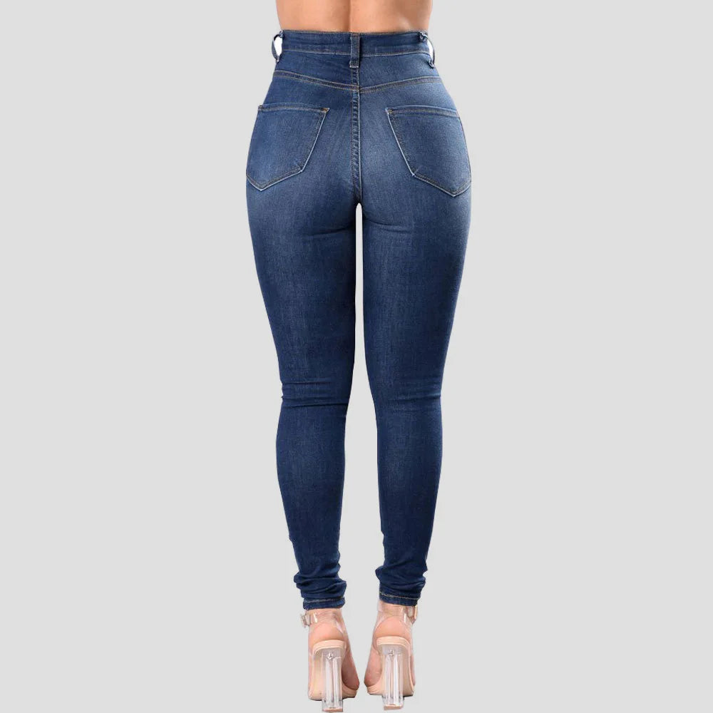 Women's Ripped Jeans Slim Fit Ankle Pants - High Waist Distressed Denim Skinny Pants for Women