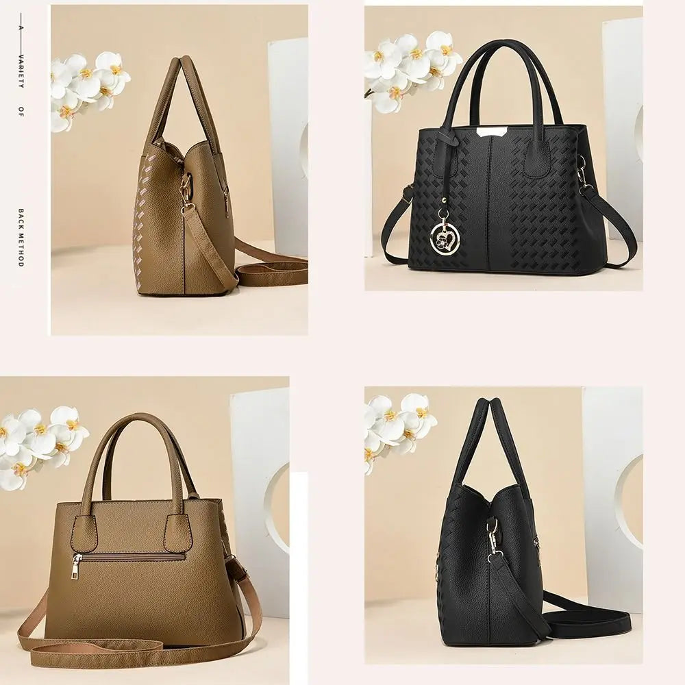 Versatile PU Leather Ladies Hand Bags Large Capacity Zipper Hand-Held Shoulder Bag Underarm Bags Women