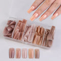 140PCS Skin Tones Press on Nails 3-IN-1 Nude Natural Soft Nail Tips Set Ultra-Fit Gel Nail Extensions Easy Manicure DIY