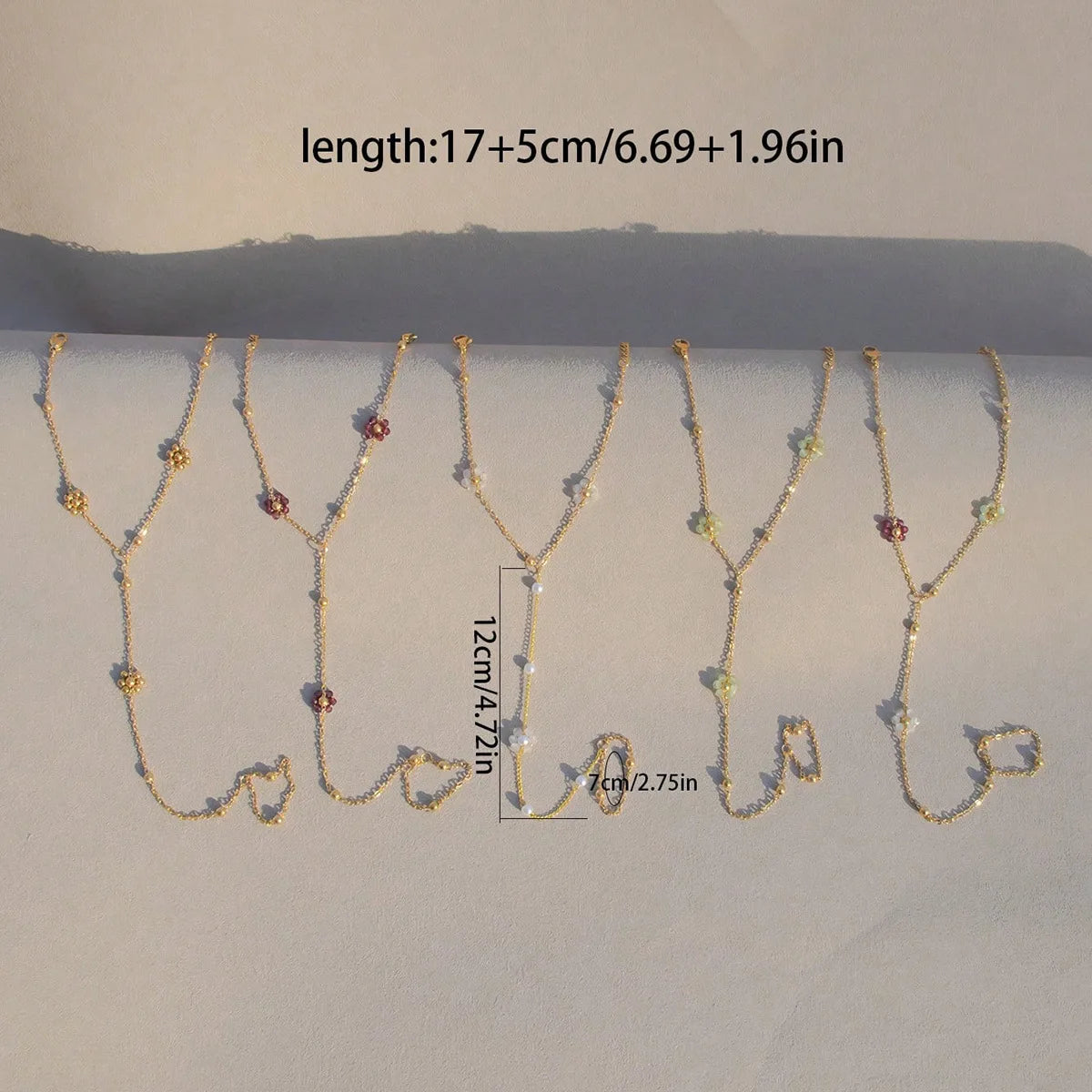 Colorful Crystal Beads Flower Hand Chain Bracelet for Women Fashion Charm Y2K Summer Beach Stainless Steel Jewelry Accessories