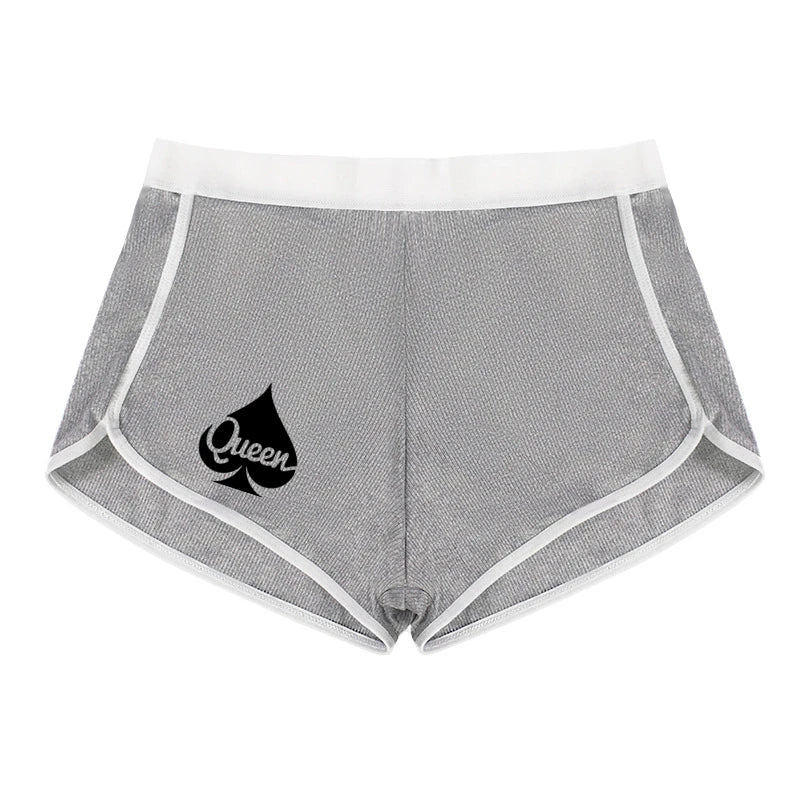 Queen of Spades Women's Sexy Boyshort Seamless Solid Color Mid-rise Women's Boxers Abdominal Lifting Hip Sports Youth Underwear