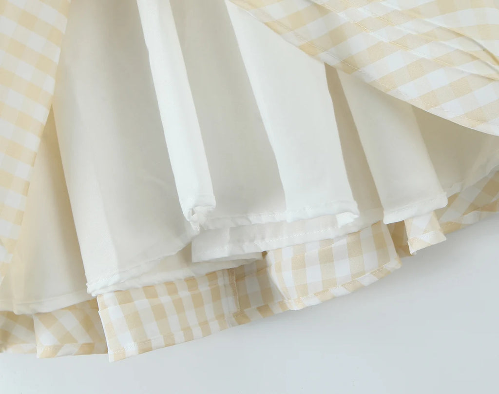 2025 Sexy Plaid Corset Style Bow Halter Sling Dress Women Lacing Up Bandage Back Slim Waist Mini Ball Gown Swing Dresses Robe