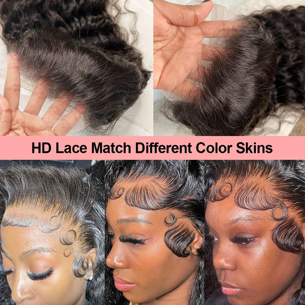 Deep Wave Invisible Strap 360 Full Lace Wig Curly Human Hair Adjustable Drawstring Hd Lace 360 Glueless Wig Brazilian Water Wave