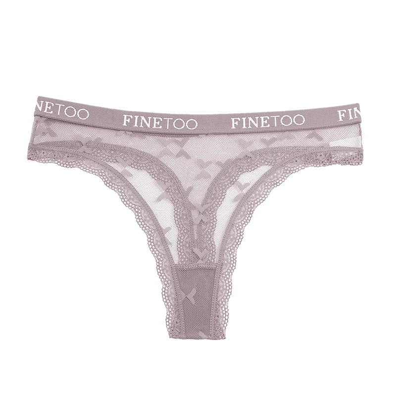 Sexy Lace Women's Thong FINETOO Perspective Thongs Women Panties Low Waist T-Back Female Underpants Soft Breathable Lingerie