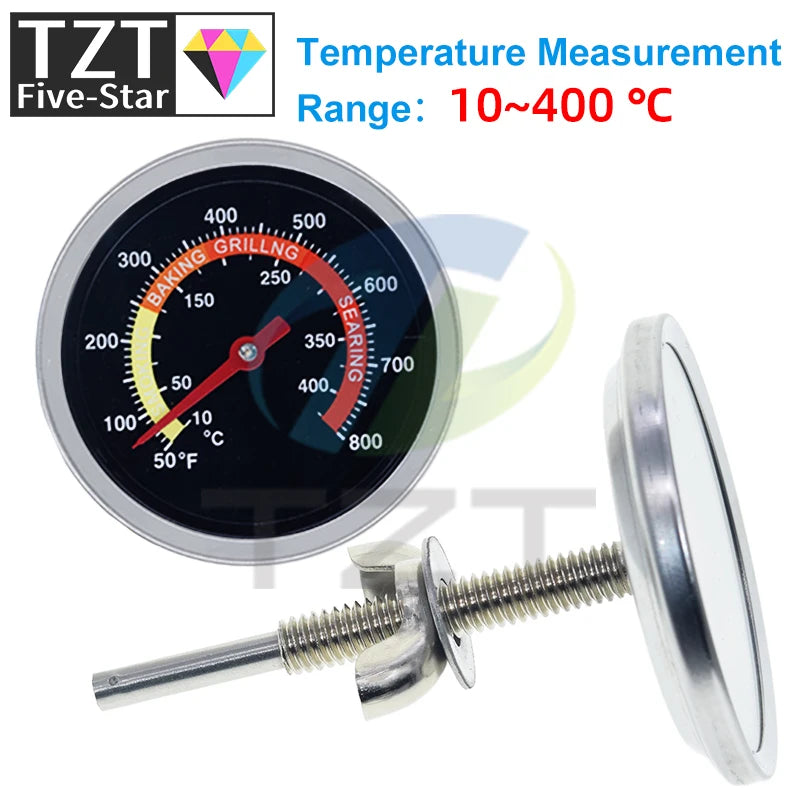 GREATZT 60mm Stainless Steel Pizza Oven Thermometer Baking Food Meat 10-400 Degrees Celsius Grill Barbecue Stove Thermograph