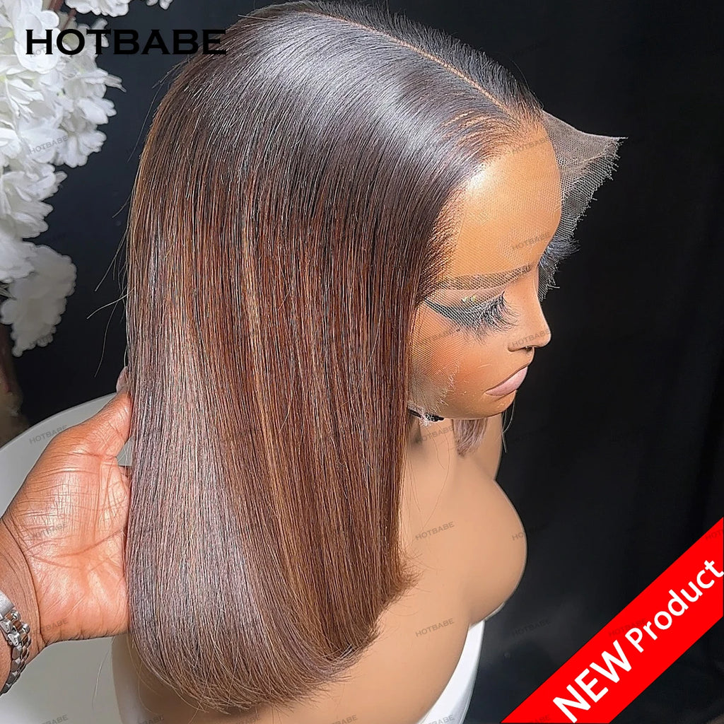 450 Density Glueless Wigs Human Hair 360/13×6/13×4 HD Lace Frontal Wig Preplucked For Women Brown Color Bob Straight Wear And Go