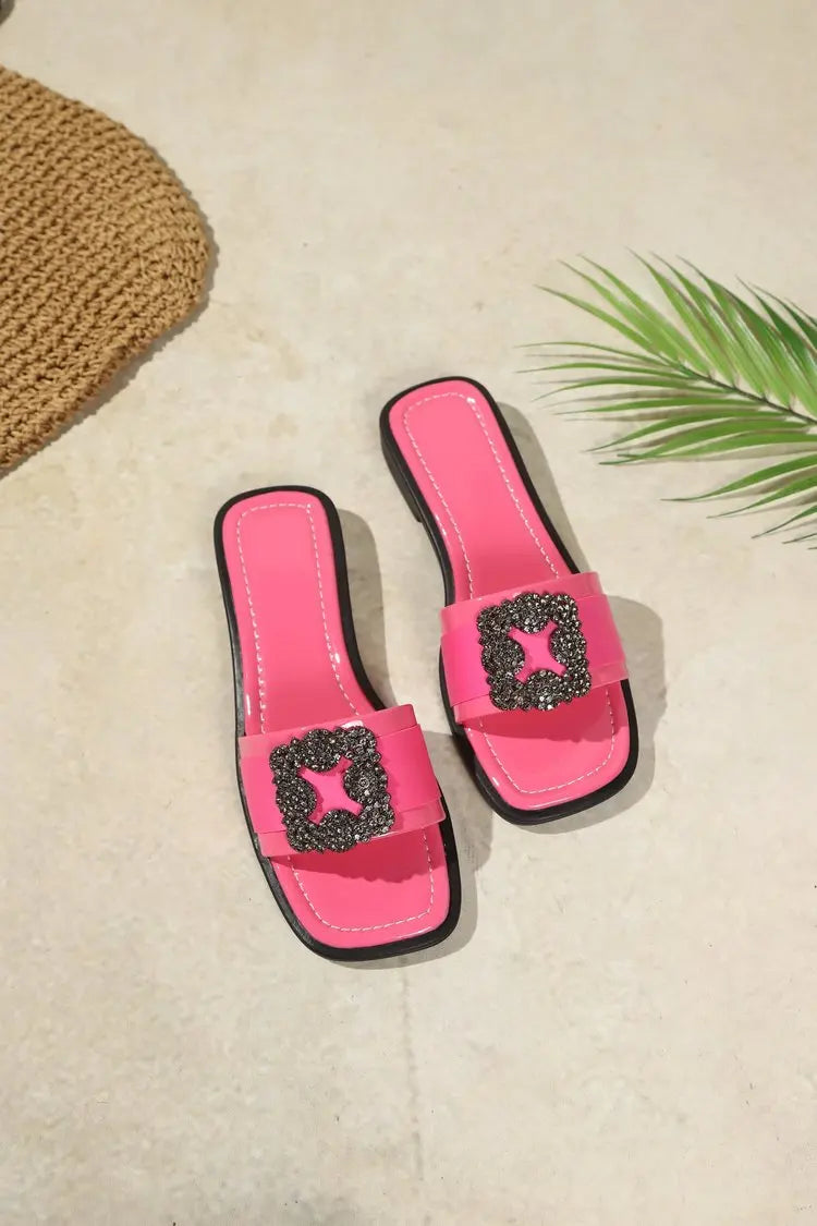 Women's 2026 Summer New Large Cool Slippers Flat Bottom Water Diamond External Slippers Cute Diamond Inlaid Shoulder Bag Set
