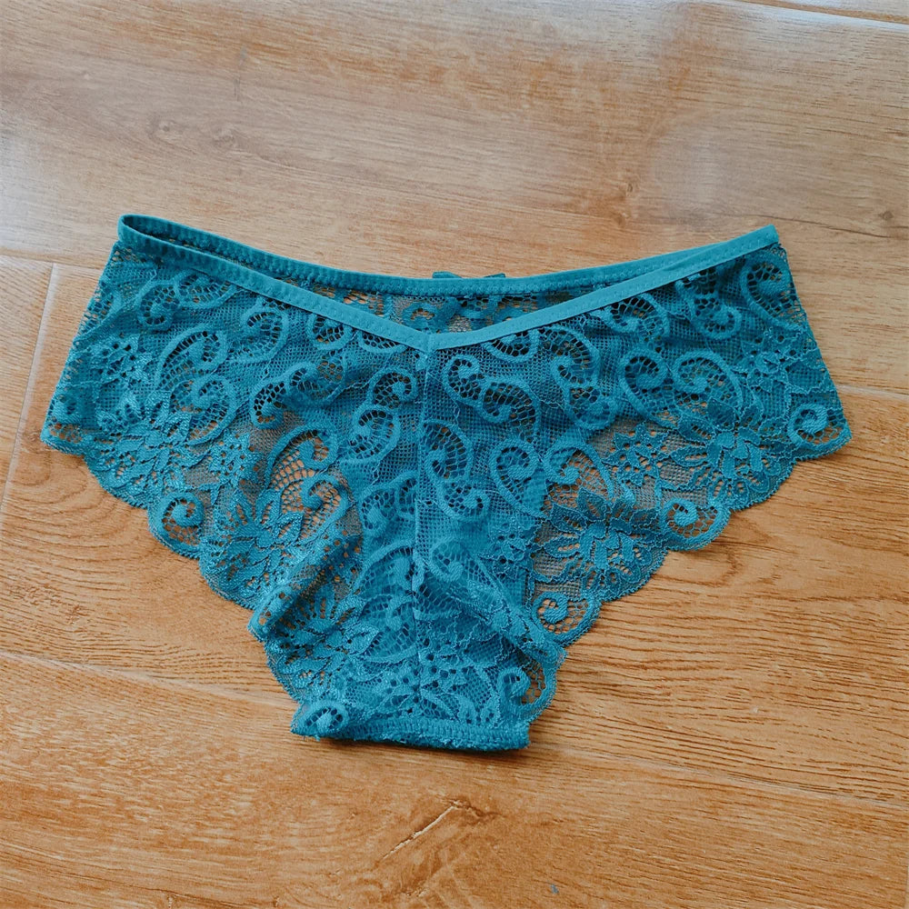 3Pcs/Set Sexy Panties Women Perspective Lace Underwear Hollow Out Breathable Briefs Cute Bow Intimates Lingerie Ladies Underpant