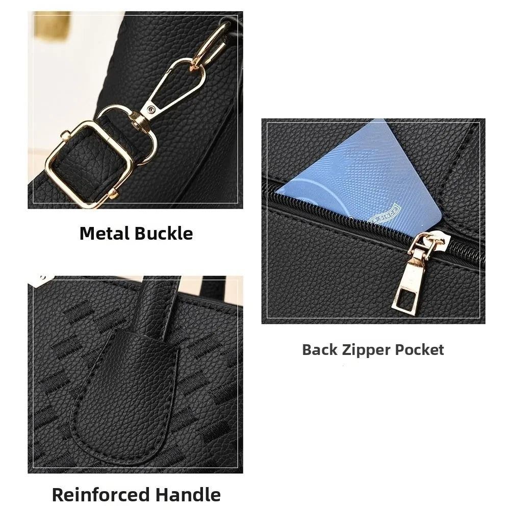 Versatile PU Leather Ladies Hand Bags Large Capacity Zipper Hand-Held Shoulder Bag Underarm Bags Women