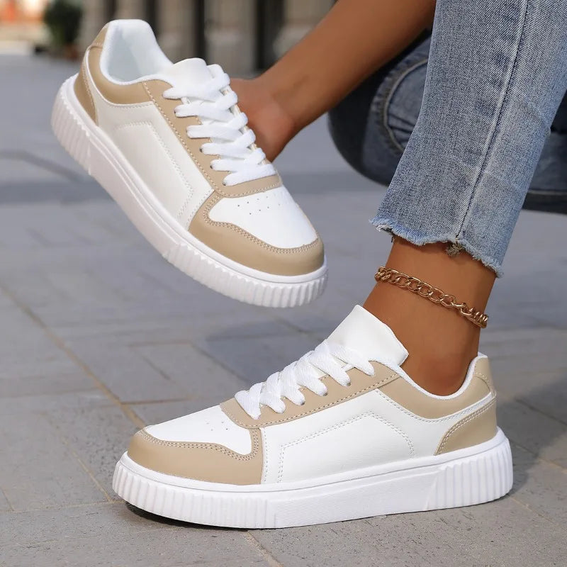 YRZL Women's Shoes Casual Vulcanize Shoes Ladies Classical Flats Walking Women's Sneakers Female PU Leather Sports Shoes Woman
