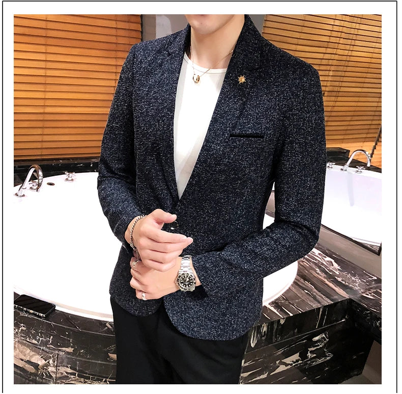 Men's Retro Casual Suit Jacket Blazers Business Formal Linen Suit Jacket High-quality Club Dress Formal Jacket Plus Size 4XL-M