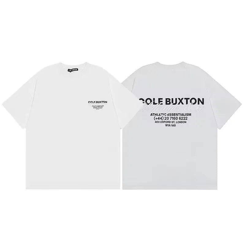 Classic Outdoor Leisure Cole Buxton Spring/Summer Men/Women Top Letter Logo Printed Short sleeved T-shirt Black White  Tees GYM