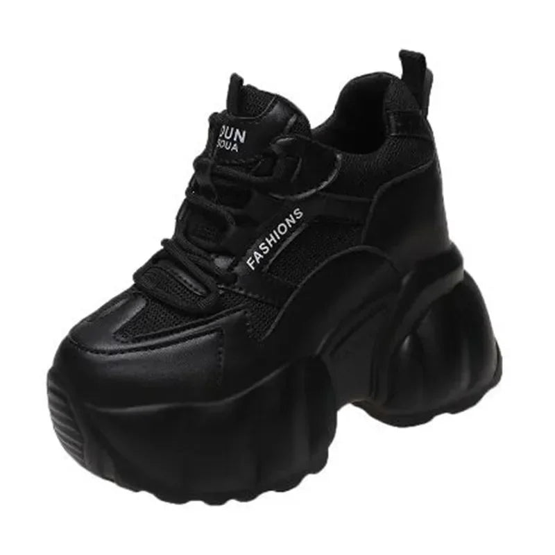 NEW Women Chunky Sneakers Internal 11CM High Platform Breathable Mesh Shoes Ladies Wedges Casual Shoes For Woman Sports Dad Shoe