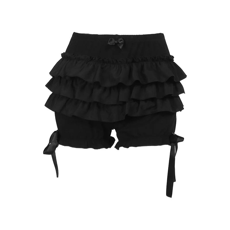 Hotsweet Shorts Women Aesthetic Y2k E-girl Cute Sweet Fairycore Grunge Lace Bow Patchwork High Waist Shorts