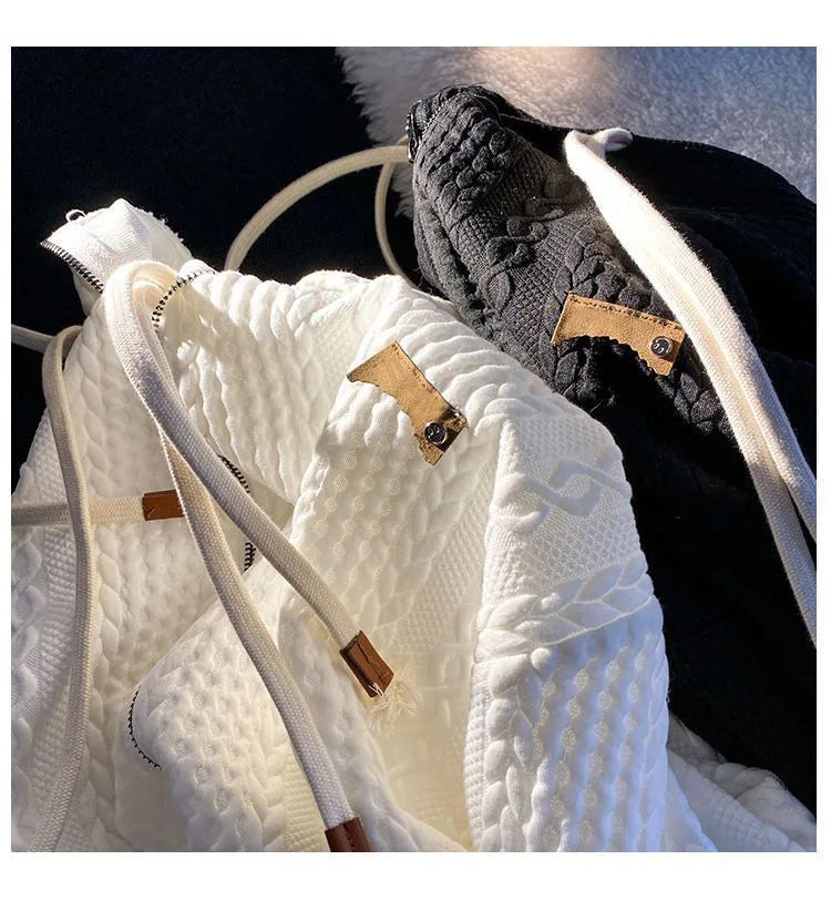 Spring Zipper Hooded Sweatshirts Women Streetwear Long Sleeve Cardigan Top Cloth Female Loose Zip Up Hoodies Pocket Vintage