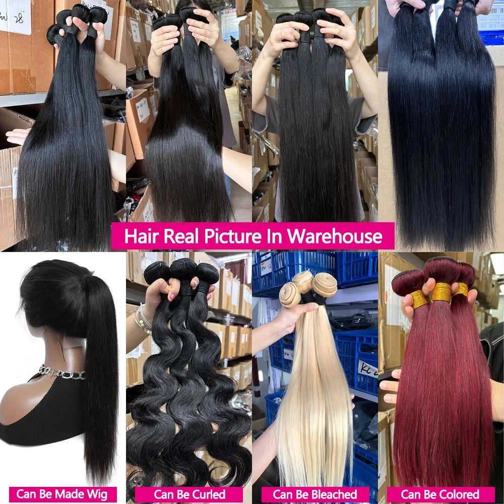 12A Straight Human Hair Bundles 32 Inch Raw Hair Bundles 1/3/4 Pcs Brazilian Human Hair Bundle 3-5 Workdays Delivery For Women