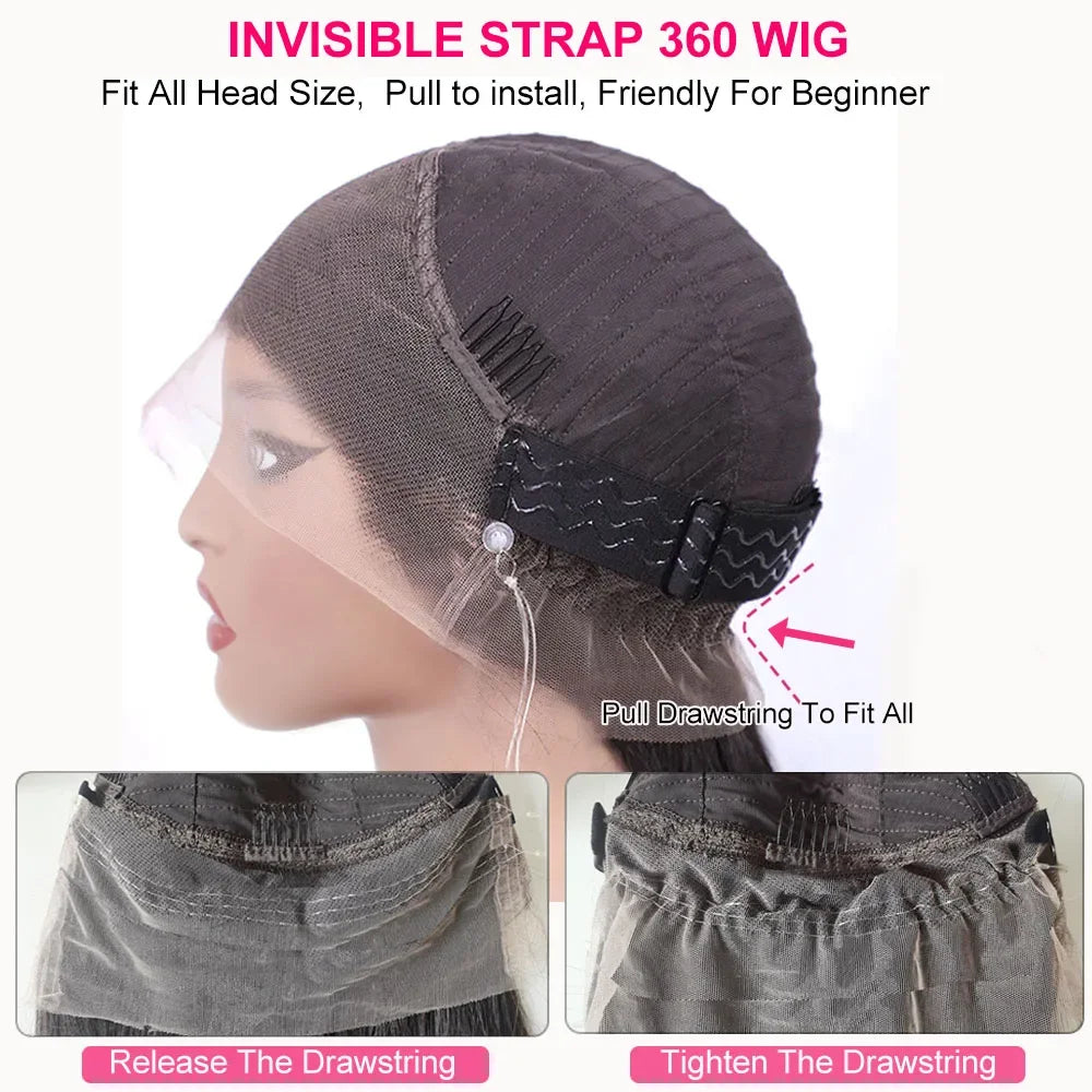 Deep Wave Invisible Strap 360 Full Lace Wig Curly Human Hair Adjustable Drawstring Hd Lace 360 Glueless Wig Brazilian Water Wave