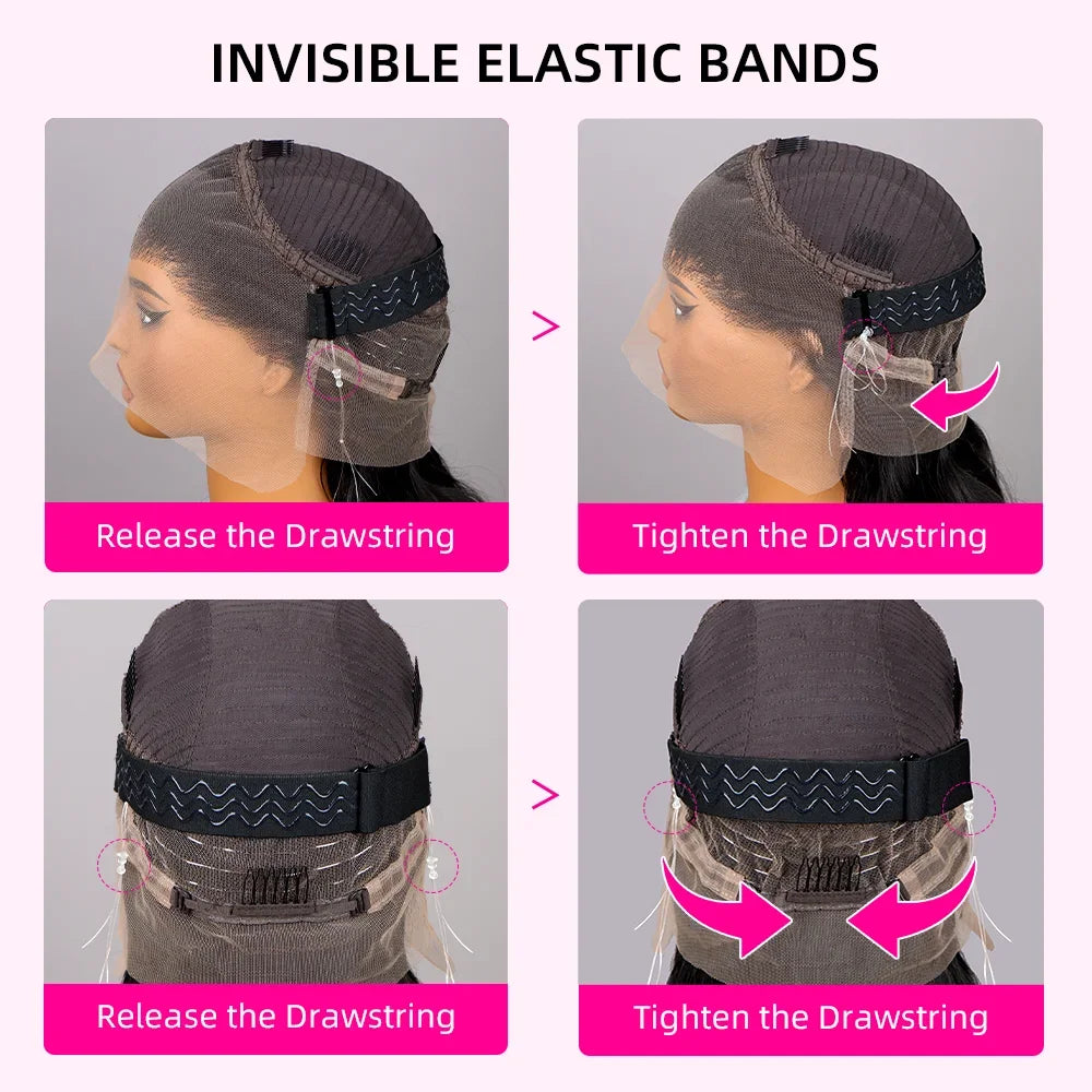 Deep Wave Invisible Strap 360 Full Lace Wig Curly Human Hair Adjustable Drawstring Hd Lace 360 Glueless Wig Brazilian Water Wave