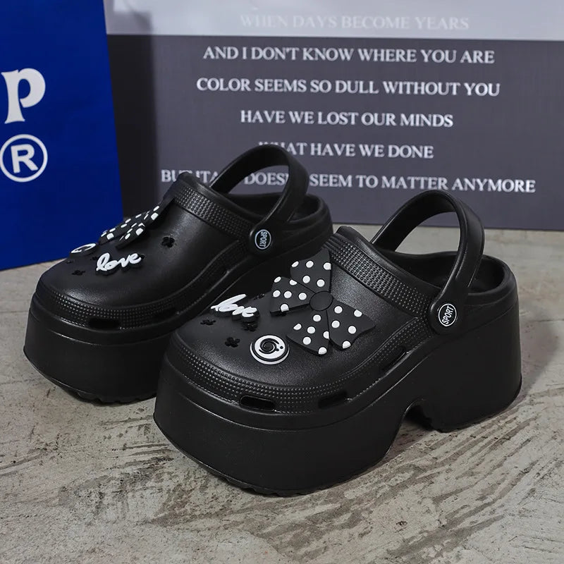 Women Chunky Platform Sandals New Summer Soft Thick Sole Diy Clogs Garden Shoes Woman Closed Toe Non-Slip Beach Slides Sandals