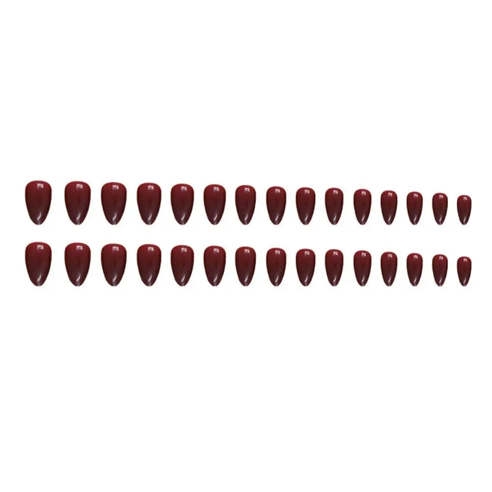 24Pcs Long Almond False Nails French Cherry Red Color Fake Nials Press on Nails Fake Nails DIY Manicure Detachable Nail Tips