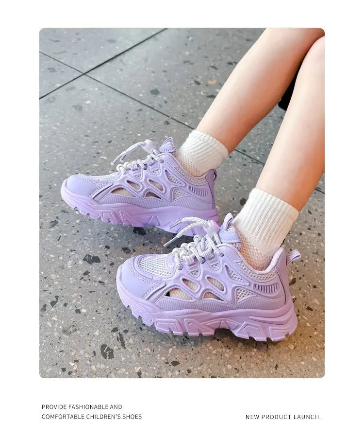 Children Mesh Casual Shoes Girls Summer White Chunky Dad Sneakers Kids Toddler Lightweight Non Slip Summer Comfort Shoes