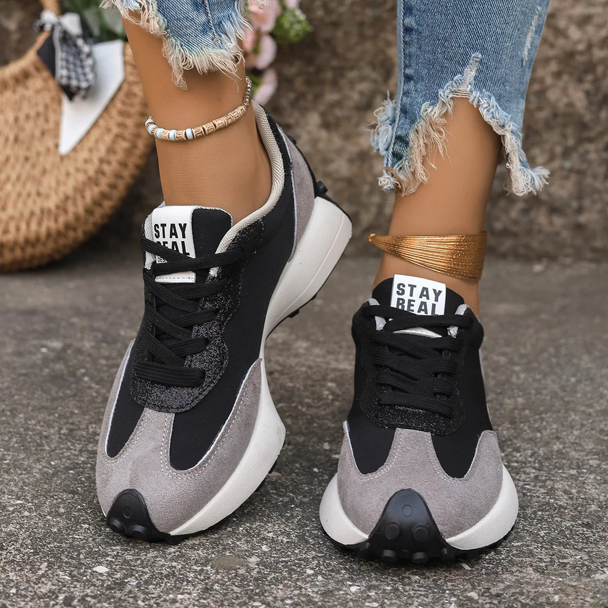 Women Sneakers Causal Walking Shoes Woman 2025 Autumn Fashion Lace Up Sports Platform Shoes Outdoor Non-slip Running Shoes