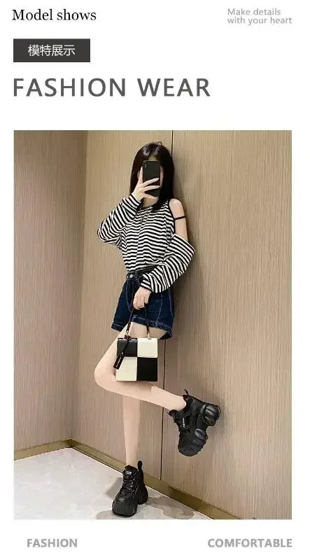 NEW Women Chunky Sneakers Internal 11CM High Platform Breathable Mesh Shoes Ladies Wedges Casual Shoes For Woman Sports Dad Shoe