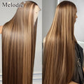 Melodie 30 40 Inch Highlight Wigs Human Hair Honey Blonde Colored Straight 13x6 Lace Frontal Wig 220% Brazilian Hair For Women