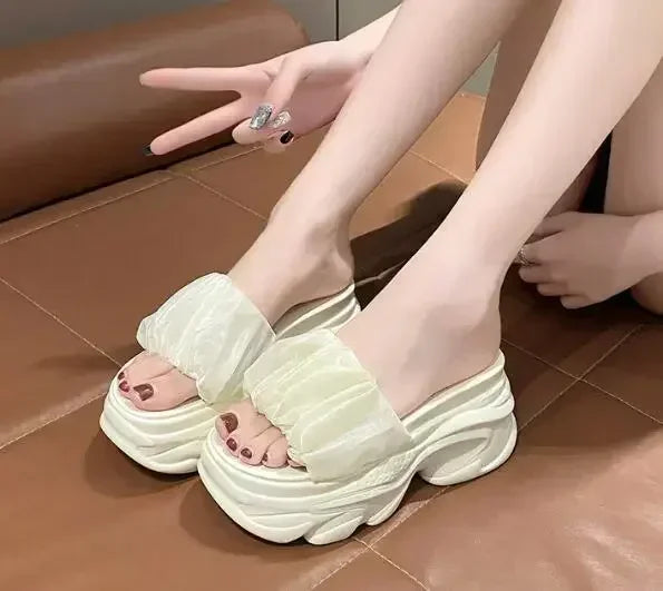 NEW Women Summer Chunky Sandal Platform Slipper 9CM High Heels Ladies Hollow Out Slides Beach Flip-Flop Woman Sandalias De Mujer