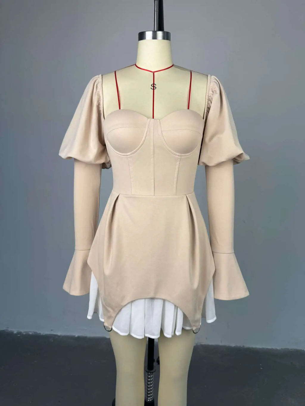 Dress Women Sexy Mini Dresses Irregular Folds Patchwork Puff Sleeve Square Collar Above Knee 2025 Summer Party A Line Vestidos