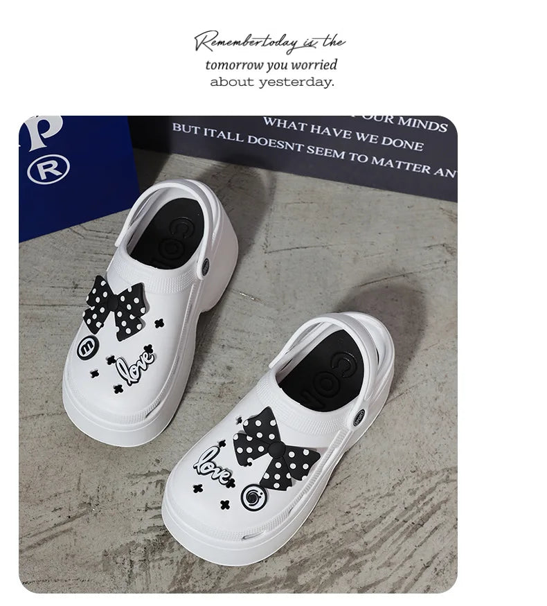 Women Chunky Platform Sandals New Summer Soft Thick Sole Diy Clogs Garden Shoes Woman Closed Toe Non-Slip Beach Slides Sandals