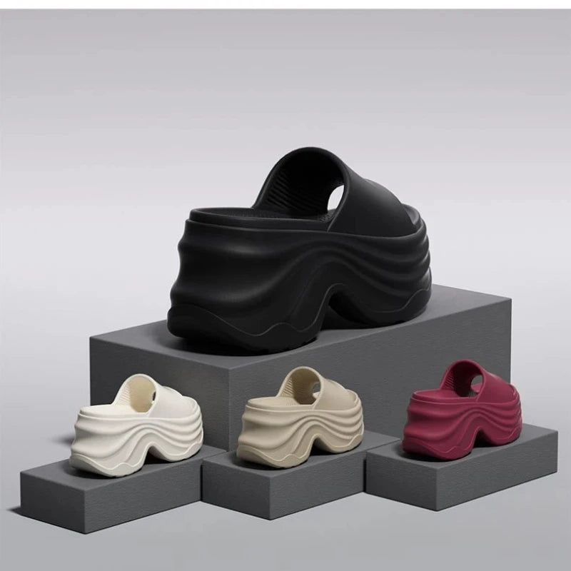 Chunky Platform Slippers for Women Summer 2026 Comfortable Wedge Heels Sandals Woman Solid Non Slip EVA Thick Sole Slides Shoes