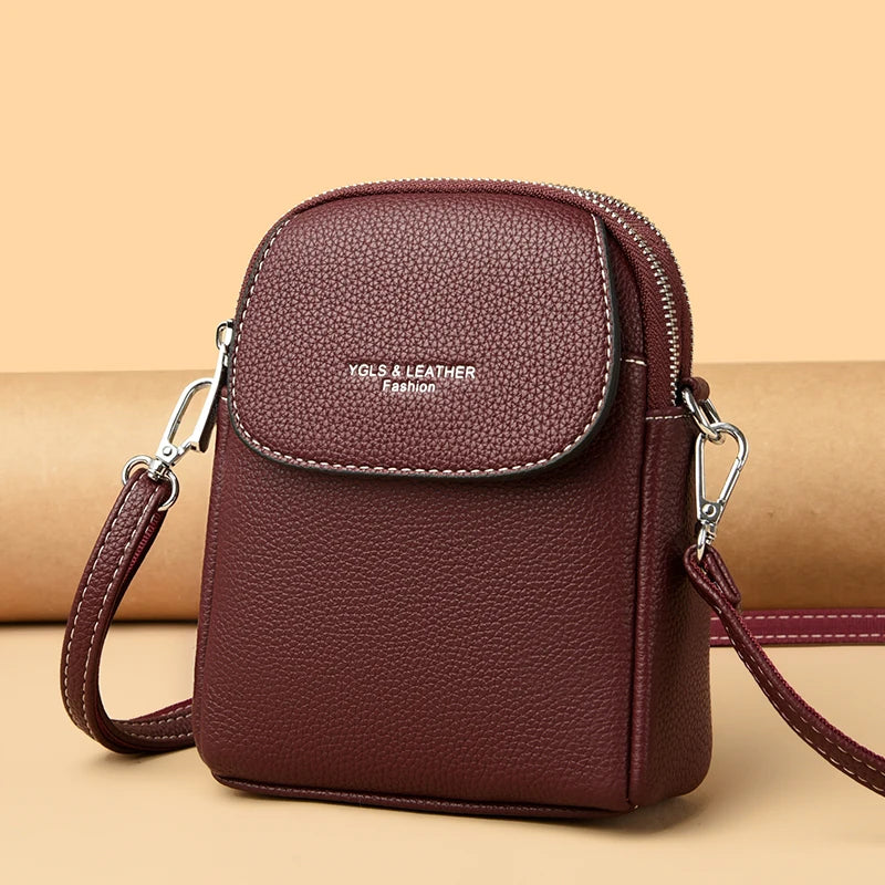 Luxury Leather Women Purse Fashion Female Handbag Brand Designer Shoulder Crossbody Bag High Quality Mobile Phone Bag Wallet