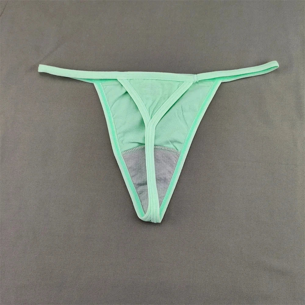 3 PCS Candy Color Cotton T-back Thong Women Pack Low Waist Thin Belt Ladies G-string Underwear Sports Sexy T-Pants