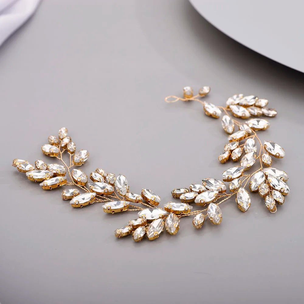 Gold Wedding Head Jewelry Red Bridesmaid Headpieces Blue Handmade Rhinestone Headband Bridal Hair Accessories Tiaras For Women