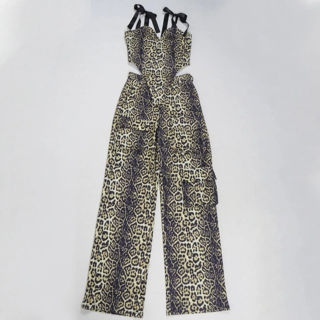 Two Pieces Women Pant Sets Print Matching Set Drawstring Pockets Sleeveless Top Elastic Waist Pants Slim Fit Casual 2026 Spring