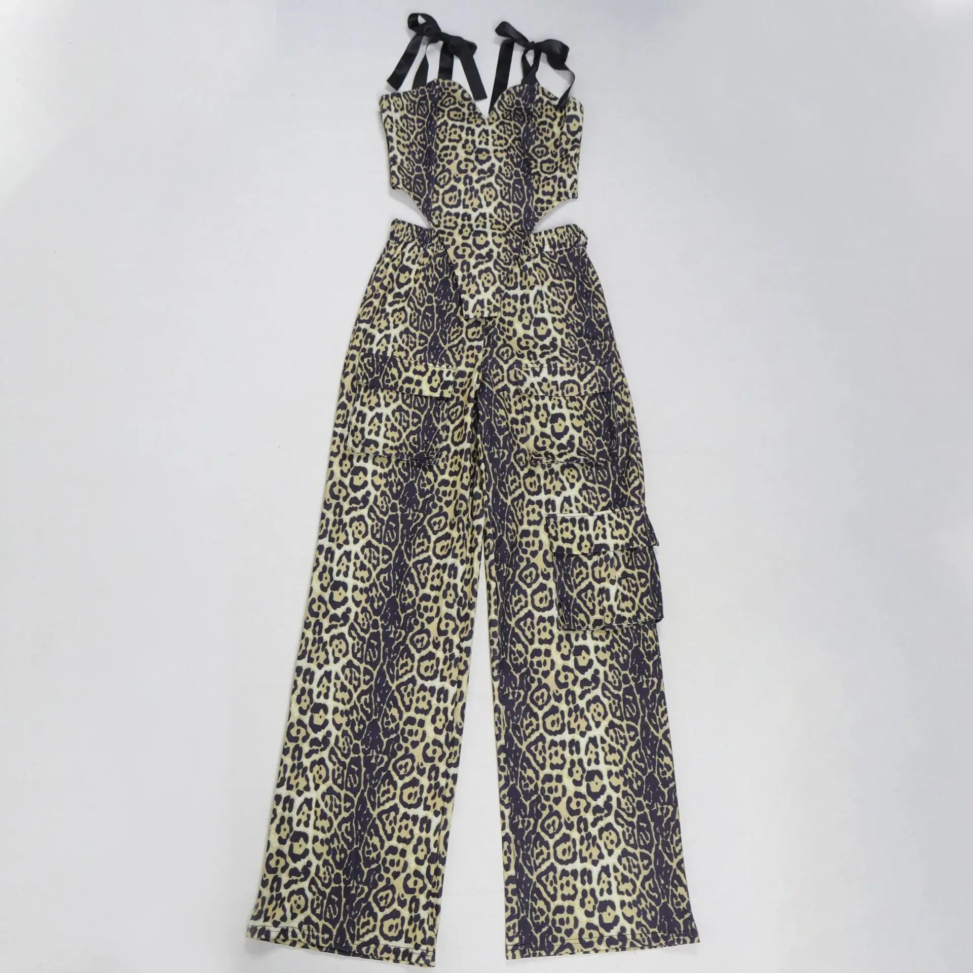 Two Pieces Women Pant Sets Print Matching Set Drawstring Pockets Sleeveless Top Elastic Waist Pants Slim Fit Casual 2026 Spring
