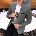 Men's Retro Casual Suit Jacket Blazers Business Formal Linen Suit Jacket High-quality Club Dress Formal Jacket Plus Size 4XL-M