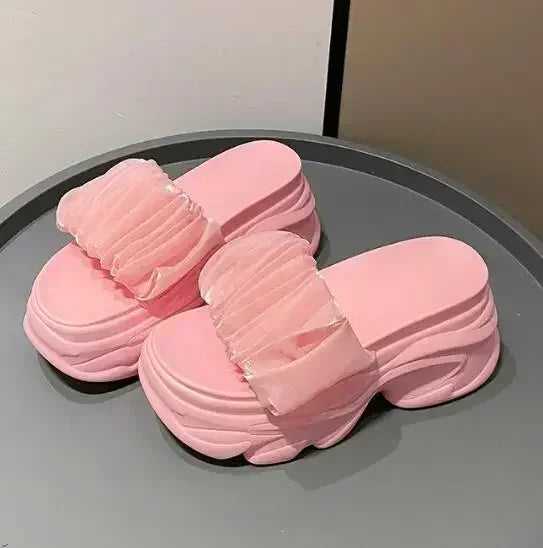 NEW Women Summer Chunky Sandal Platform Slipper 9CM High Heels Ladies Hollow Out Slides Beach Flip-Flop Woman Sandalias De Mujer