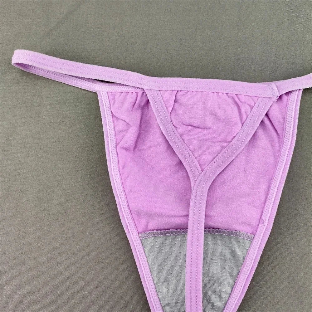3 PCS Candy Color Cotton T-back Thong Women Pack Low Waist Thin Belt Ladies G-string Underwear Sports Sexy T-Pants