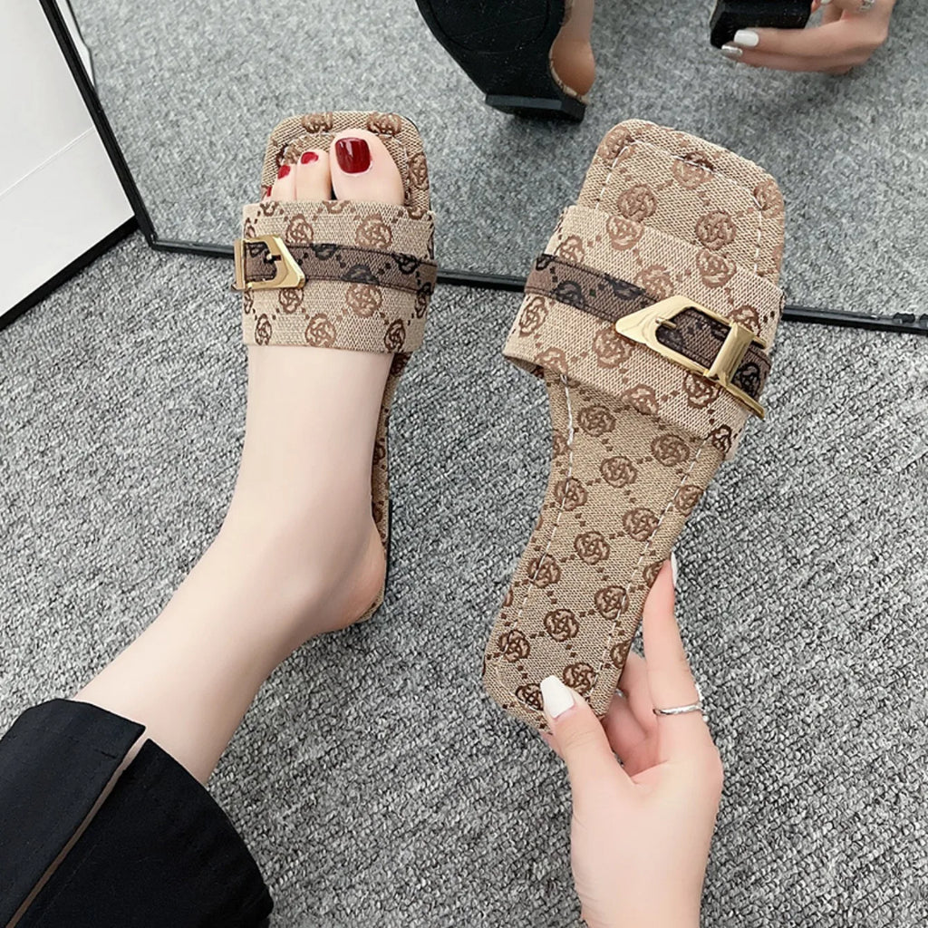 Women Denim Slippers Flat Peep Toe Sandals Ladies Casual Beach Slippers Female Luxury Flat Lightweight Shoes Woman Slides Women
