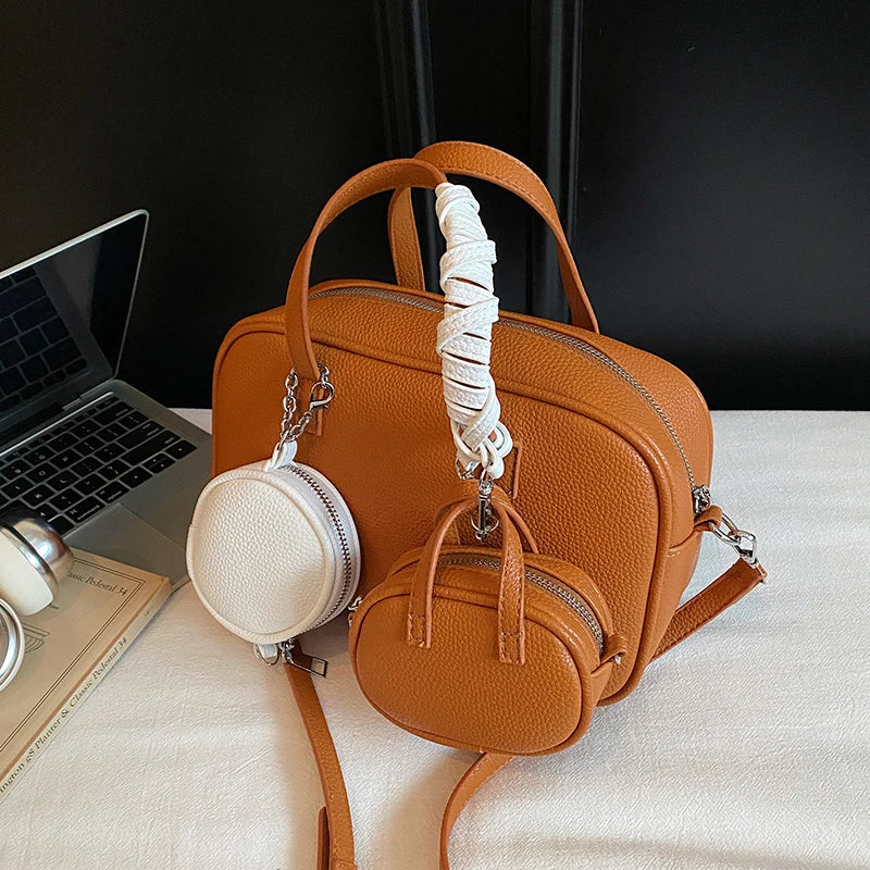 Casual Handbag 3-IN-1 Fashion Brand Messenger Bags for Women Pu Leather Crossbody Bag Lady Totes Large Capacity Travel Bag