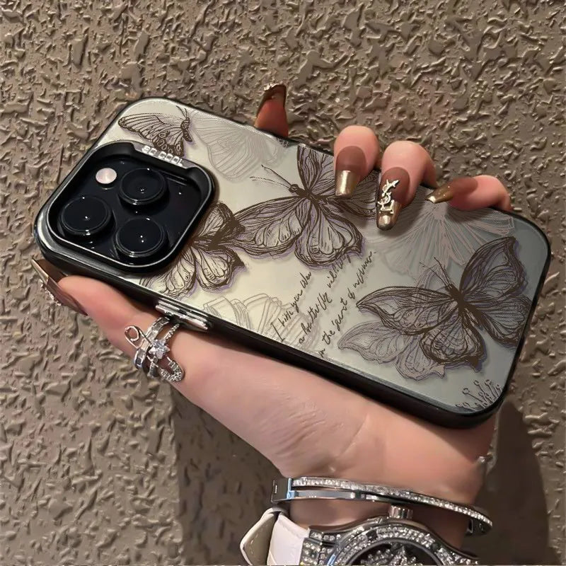 Butterfly Flower Phone Case For iPhone 16 15 14 13 12 11 17 Pro Max XS X XR 7 8 Plus SE 2020 16e 17 Air Shockproof Bumper Cover