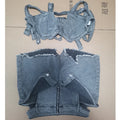 Sexy Jean Women Short Sets Straps Denim Crop Top and Cut Out Shorts Set 2025 Summer Clothes Streetwear Two 2 Piece Club Outfits