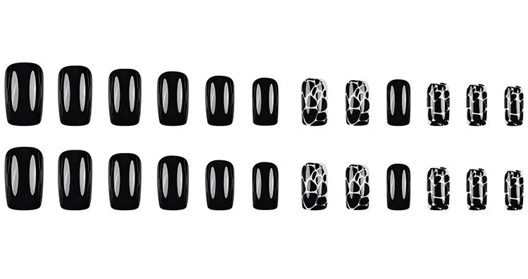 24Pcs Short Square Leopard Print False Nails with Glue Sweet Cool Press on Acrylic Nails Autumn Winter Detachable Fake Nail Tips