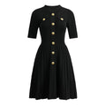 SML Spot 2024 European and American Summer New Fashion High Quality Knitted Round Neck Slim Slim A-Line Dress Women