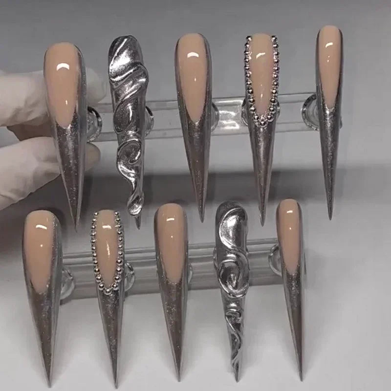 Handmade Crocodile Print Y2K Pink Custom XXXL Long Square Press On Nails Acrylic False Nail Tips Bling Fake Nail With Glue Party