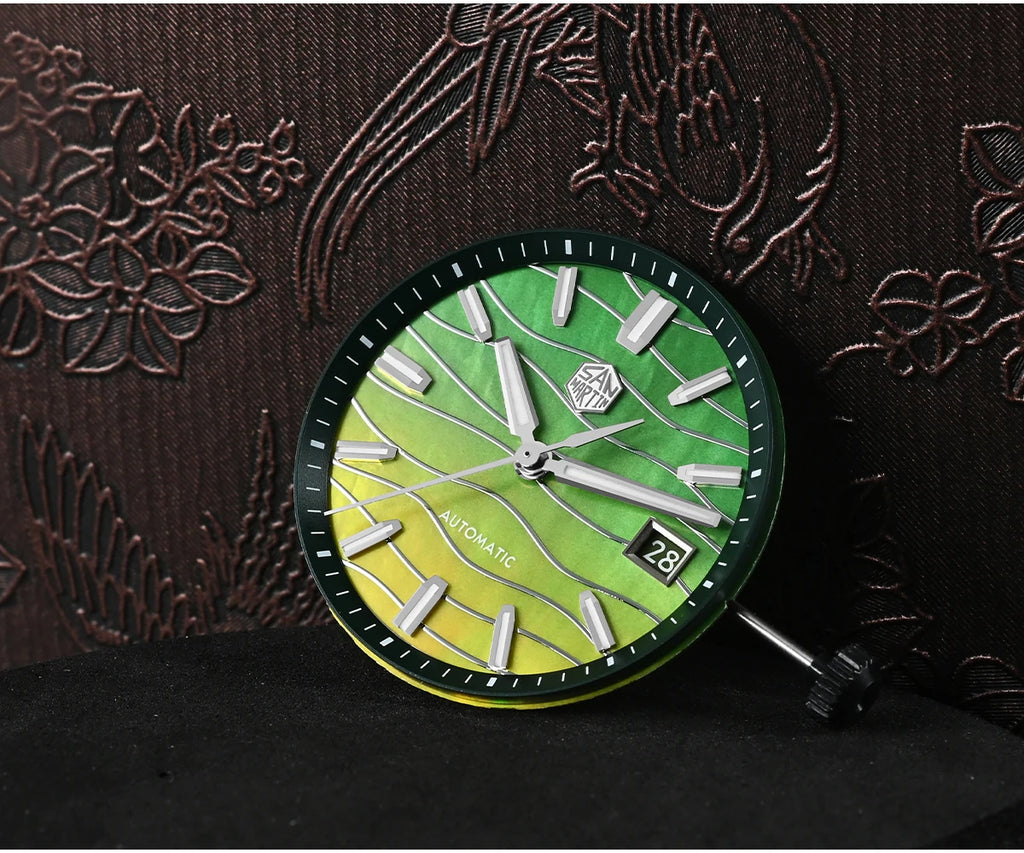 San Martin 39mm Miyota 9015 Splicing MOP Dial Men Automatic Watch 3H Date BGW-X1 Luminous Sapphire 10Bar Waterproof SN0150